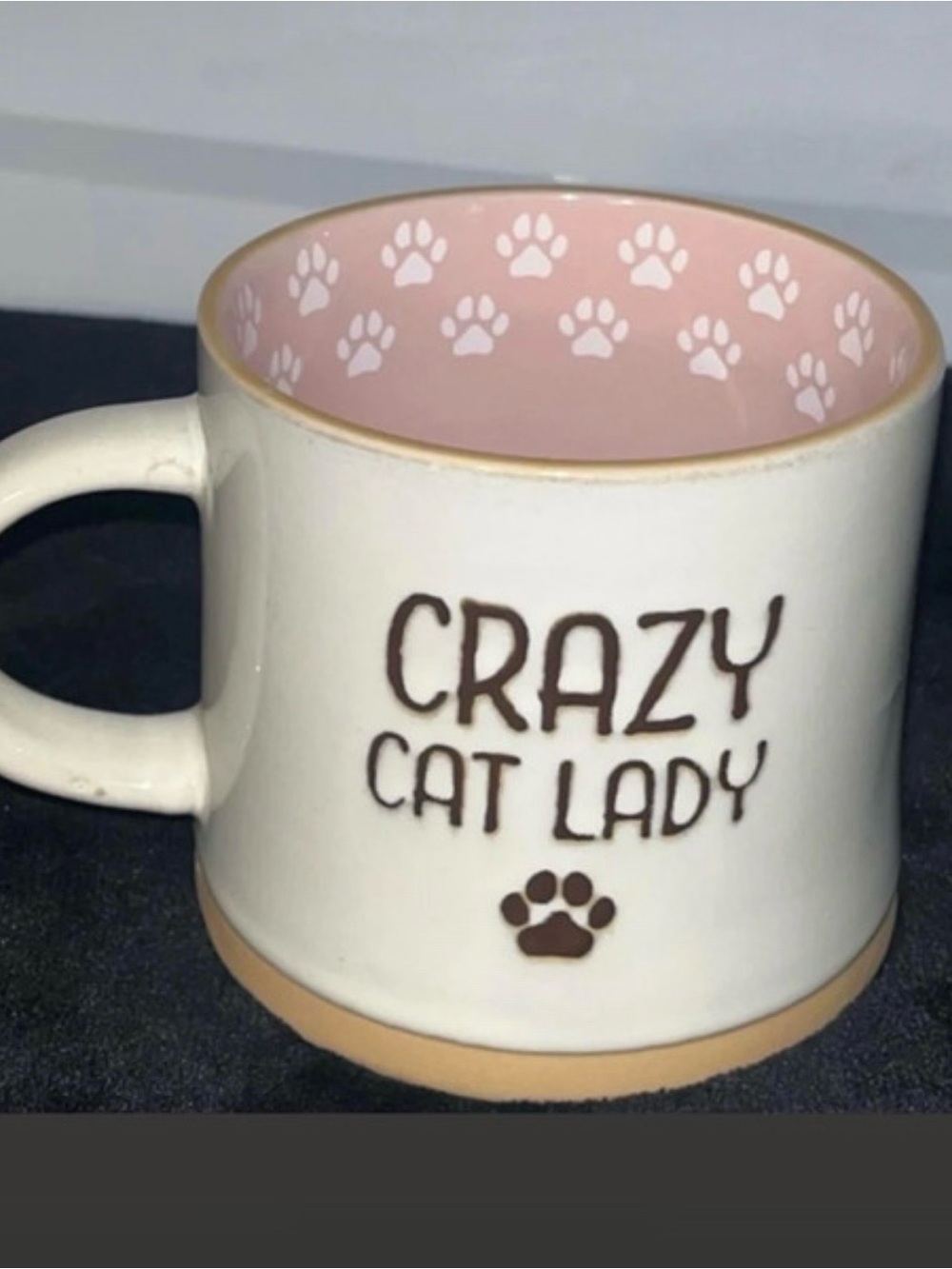Craft Pink & Cream Cat Mug with Paw Print Interior